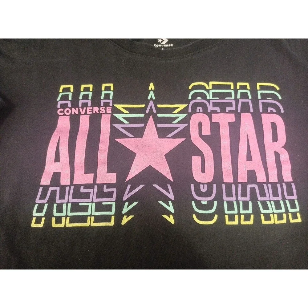 Converse All Star Girls Size L Graphic Black T-shirt